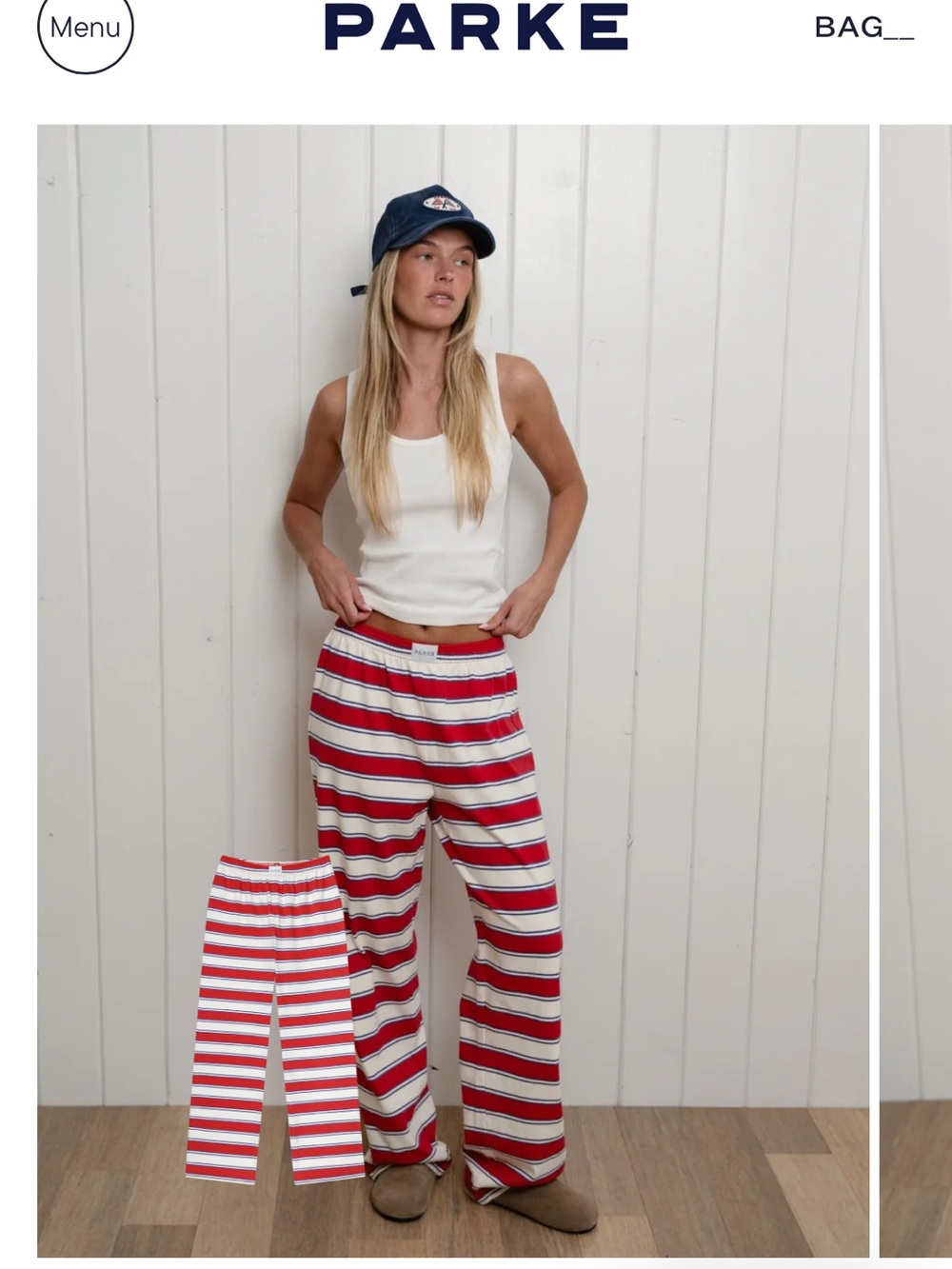 Parke lighthouse stripe cotton boxer pants NEW